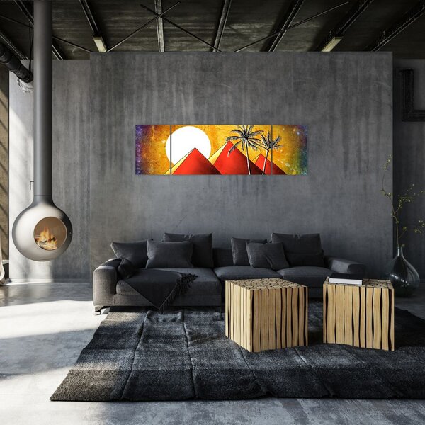 Obraz malowanych egipskich piramid (170x50 cm)