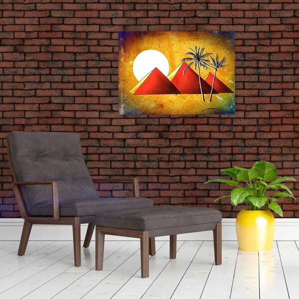 Obraz malowanych egipskich piramid (70x50 cm)