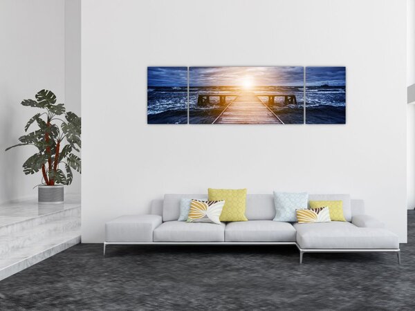 Obraz molo ze słońcem (170x50 cm)