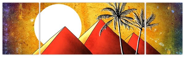 Obraz malowanych egipskich piramid (170x50 cm)