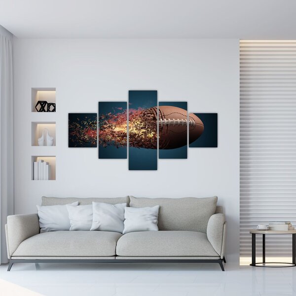 Obraz - Piłka do rugby w akcji (125x70 cm)