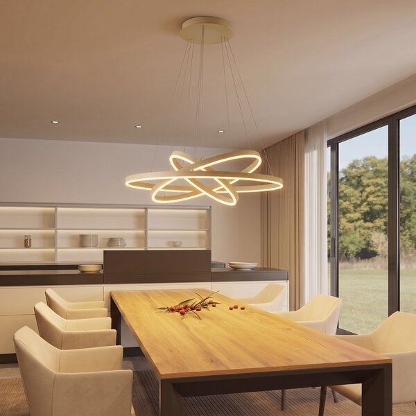 Lampa Wisząca Arcchio, Albiona, ściemnialny, beżowy, salon, metal, nowoczesny