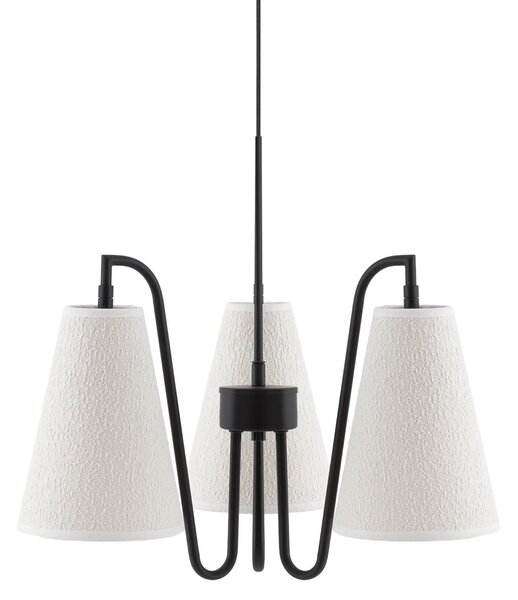 Lampa Wisząca Globen Lighting, Lou Bouclé 3, ściemnialny, biały, salon, tkanina | tekstylia, skandynawski
