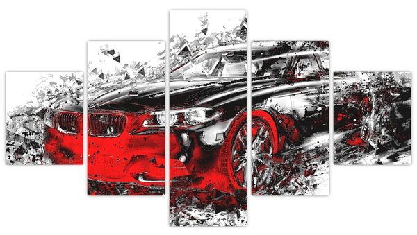 Obraz - Malowany samochód w akcji (125x70 cm)