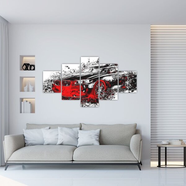 Obraz - Malowany samochód w akcji (125x70 cm)