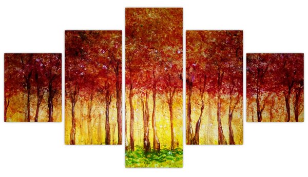 Obraz - Malowanie lasu liściastego (125x70 cm)