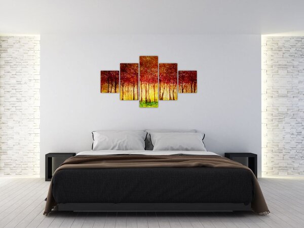 Obraz - Malowanie lasu liściastego (125x70 cm)