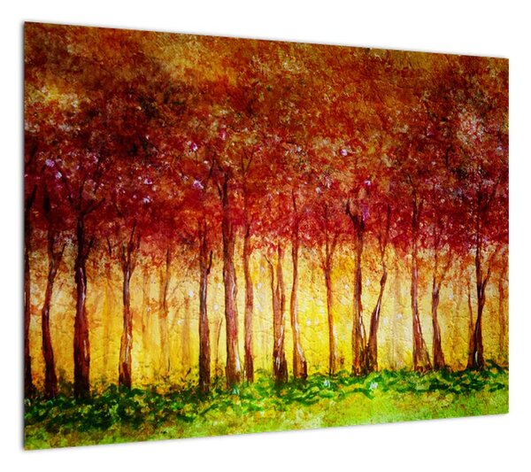 Obraz - Malowanie lasu liściastego (70x50 cm)