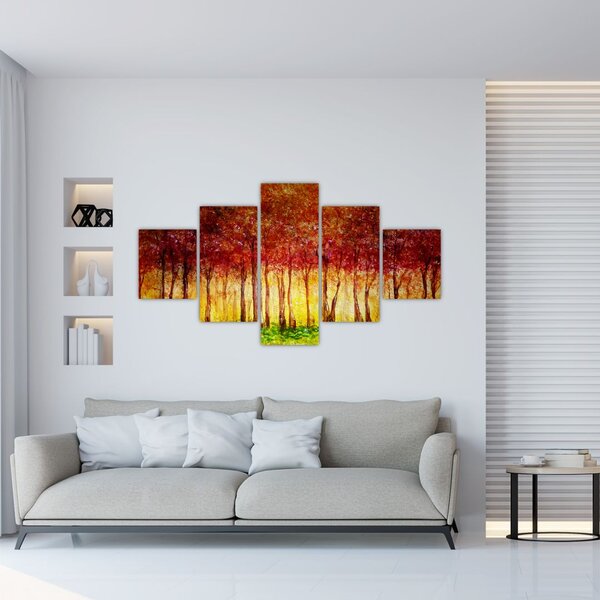 Obraz - Malowanie lasu liściastego (125x70 cm)