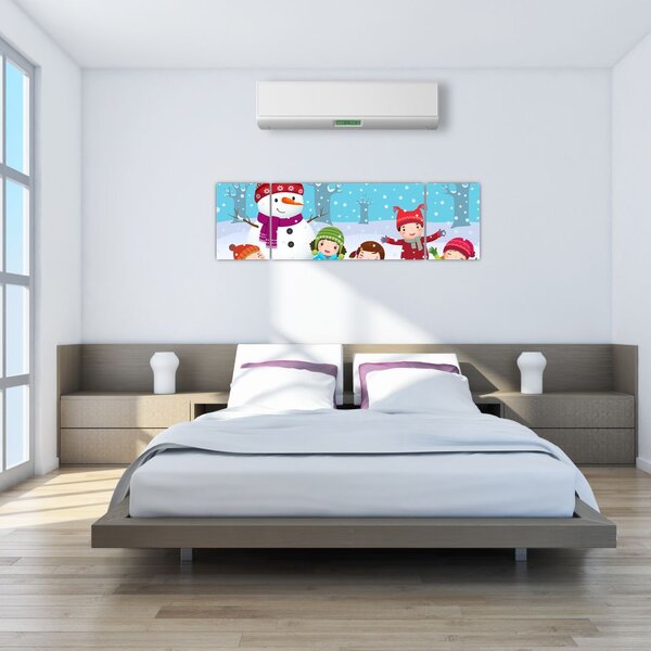 Obraz - Zimowe dziecięce zabawy (170x50 cm)