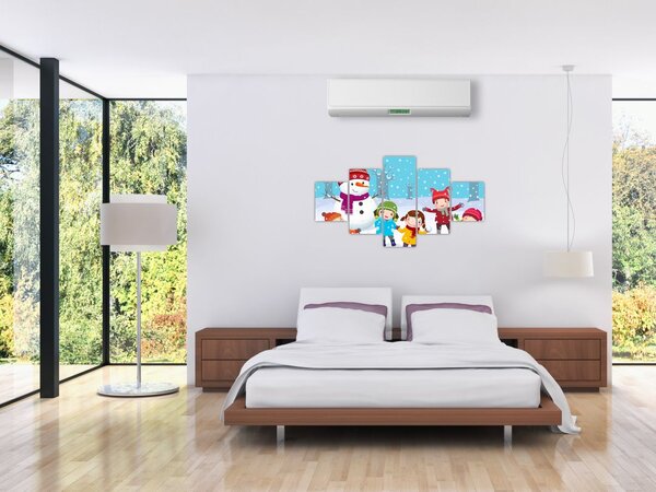 Obraz - Zimowe dziecięce zabawy (125x70 cm)