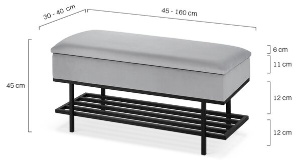 Pufa ze schowkiem i półką na buty LOFT - Blanca