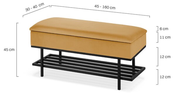 Pufa ze schowkiem i półką na buty LOFT - Papaya