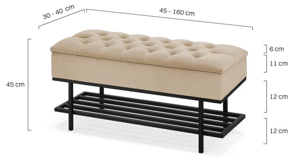 Pikowana pufa ze schowkiem LOFT - Latte