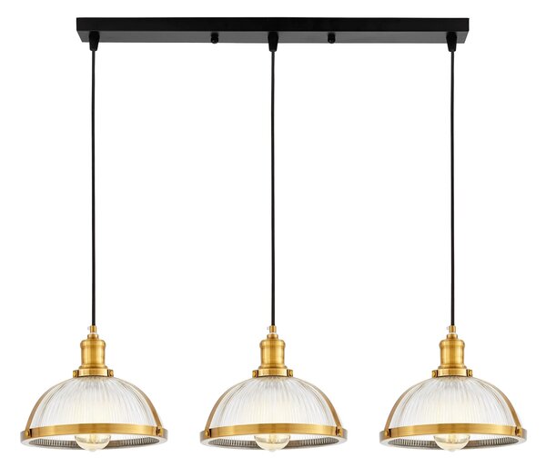 POTRÓJNA LAMPA WISZĄCA LOFT MOSIĘŻNA BRICO W3 PRO