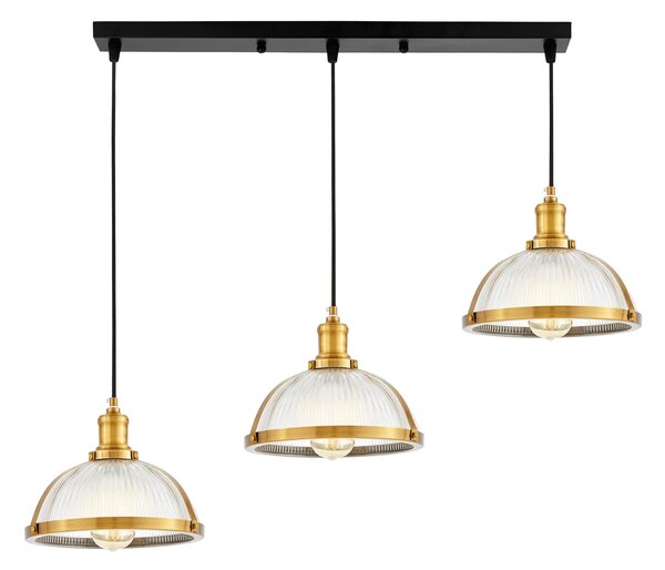 POTRÓJNA LAMPA WISZĄCA LOFT MOSIĘŻNA BRICO W3 PRO