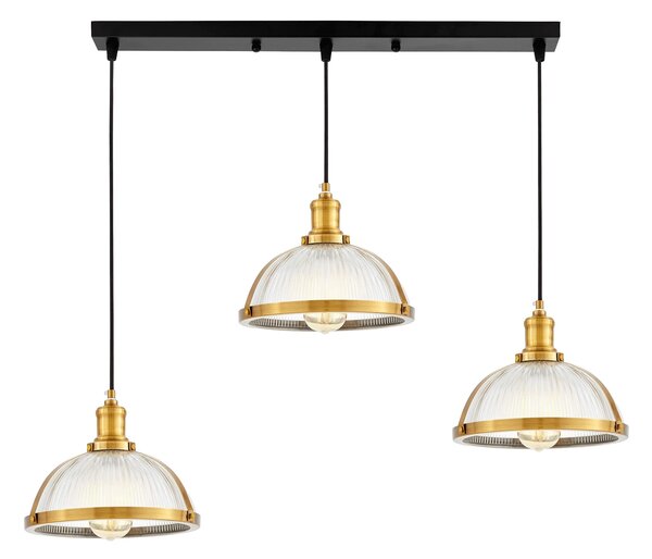POTRÓJNA LAMPA WISZĄCA LOFT MOSIĘŻNA BRICO W3 PRO