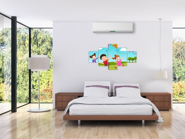 Obraz - Dzieci latają latawcem (125x70 cm)