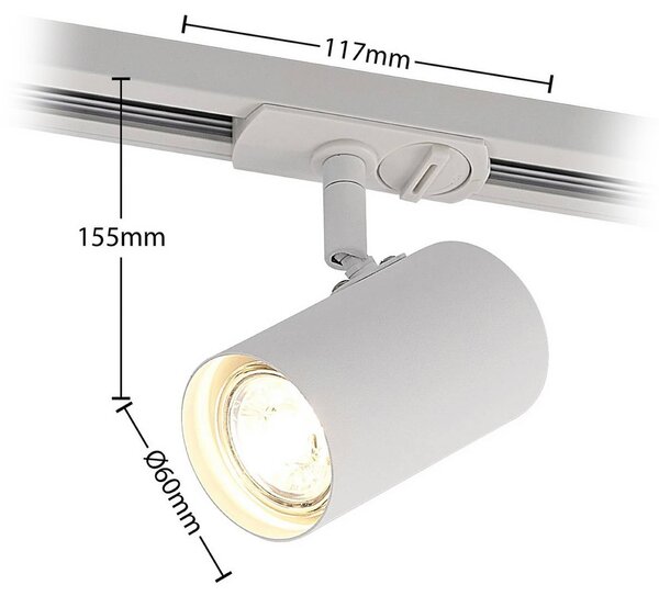 Lindby 1-fazowy system szynowy Linaro, GU10, 14-punktowa, biała Linaro Lindby, możliwość ściemniania, biały / opal, salon / jadalnia, metal, nowoczesny