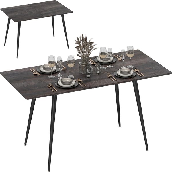 HOMCOM Stół jadalny 120/160 x 75 cm, rozkładany, stół kuchenny dla 6–8 osób, szary