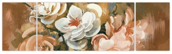 Obraz- Malowany bukiet kwiatów (170x50 cm)