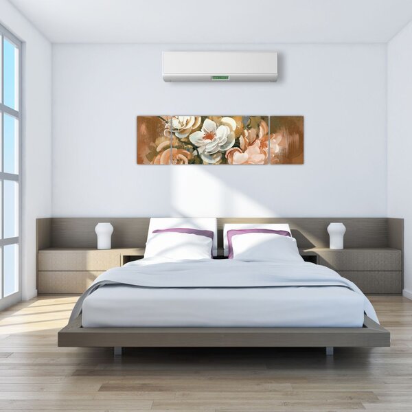 Obraz- Malowany bukiet kwiatów (170x50 cm)