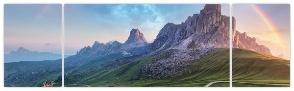 Obraz tęczy nad skałami (170x50 cm)