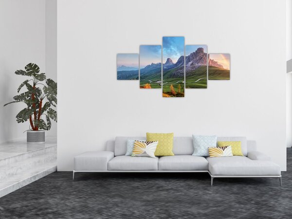 Obraz tęczy nad skałami (125x70 cm)