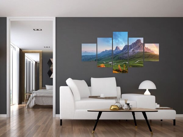 Obraz tęczy nad skałami (125x70 cm)