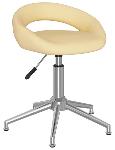 Obrotowe krzesło stołowe, kremowe, obite sztuczną skórą