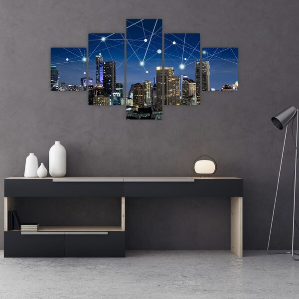 Obraz - Wielkie miasto nocą (125x70 cm)