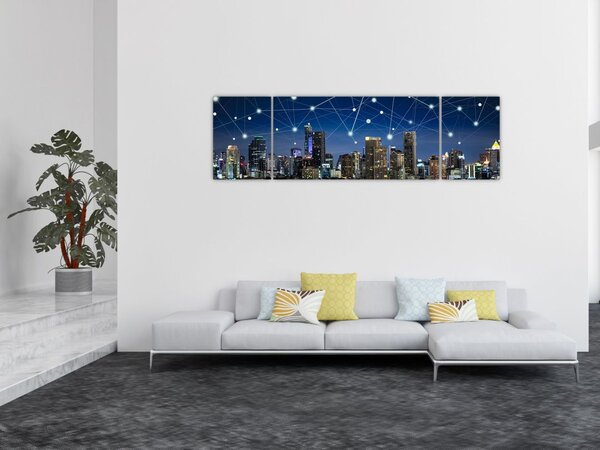 Obraz - Wielkie miasto nocą (170x50 cm)