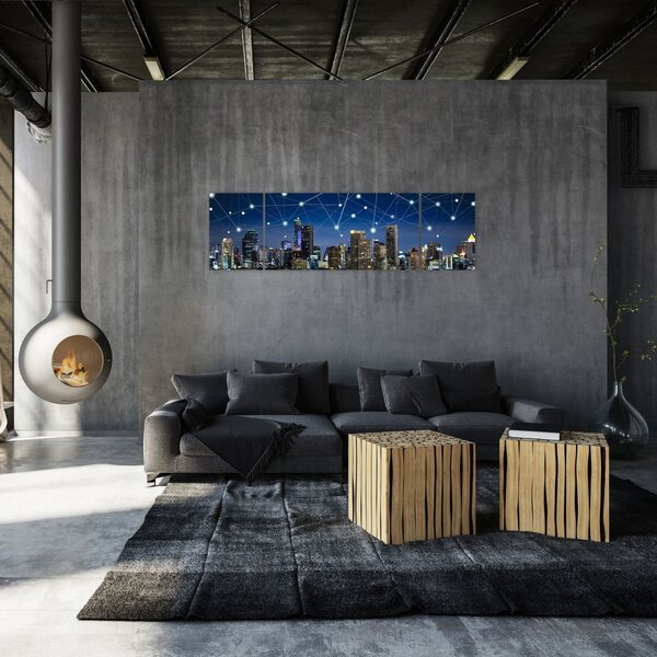 Obraz - Wielkie miasto nocą (170x50 cm)