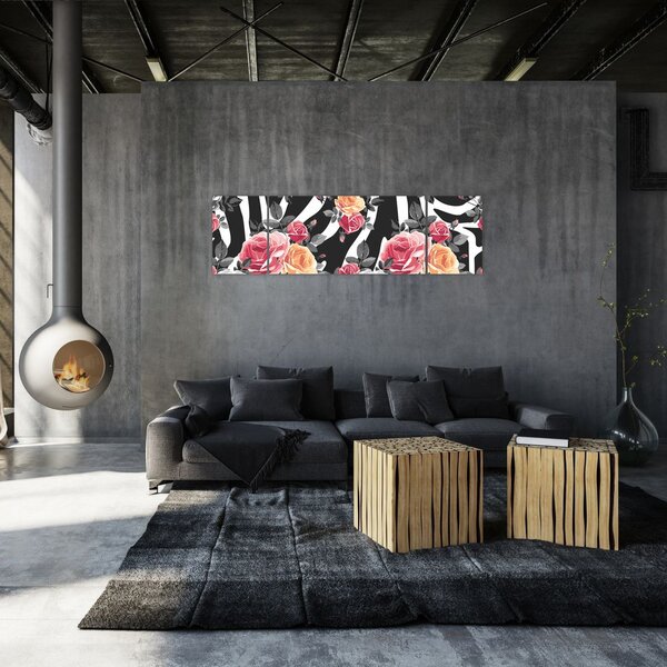 Obraz kwitnących róż (170x50 cm)