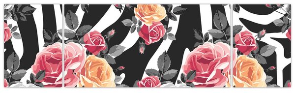 Obraz kwitnących róż (170x50 cm)
