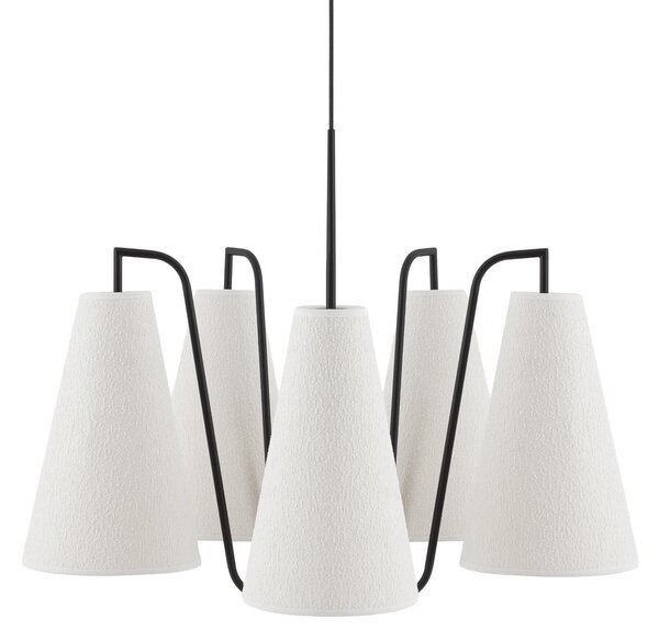 Lampa Wisząca Globen Lighting, Lou Bouclé 5, ściemnialny, biały, salon, tkanina | tekstylia, skandynawski