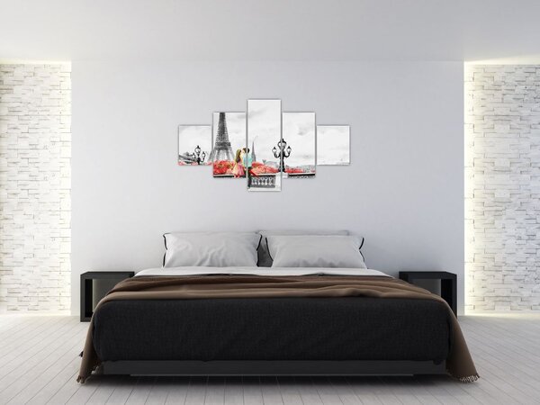 Obraz - Kochankowie w Paryżu (125x70 cm)