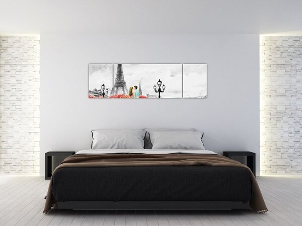 Obraz - Kochankowie w Paryżu (170x50 cm)