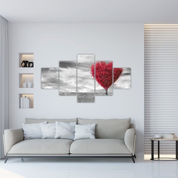 Obraz - serce z koroną drzewa (125x70 cm)