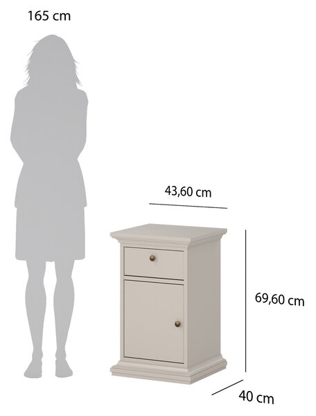 Wąska szafka nocna Paris 1+1 w kolorze kaszmirowym