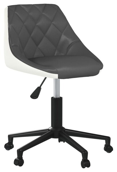 Obrotowe krzesło stołowe, szaro-białe, sztuczna skóra