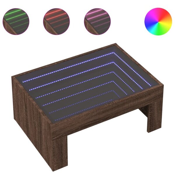 Stolik kawowy z LED infinity, brÄ zowy dÄ b, 70x50x30 cm