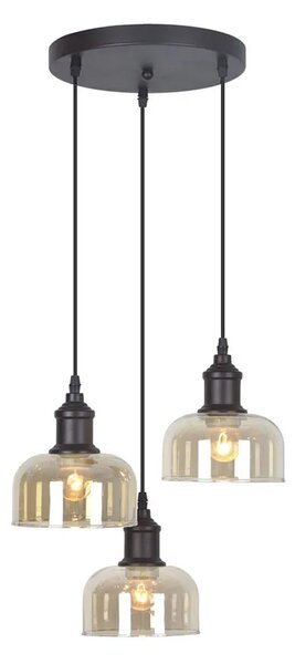 Industrialna lampa wisząca z 3 szklanymi kloszami - A779 P1-L96
