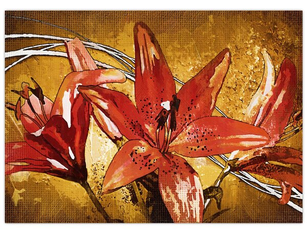 Obraz kwiatów lilii (70x50 cm)