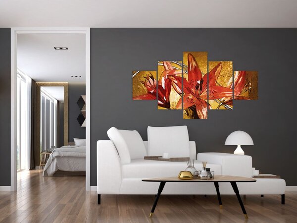 Obraz kwiatów lilii (125x70 cm)