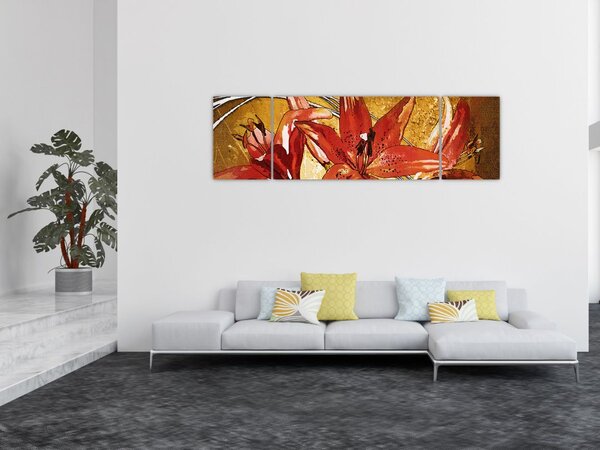 Obraz kwiatów lilii (170x50 cm)