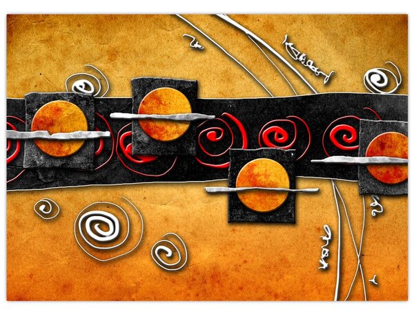 Abstrakcyjny obraz - Planety (70x50 cm)