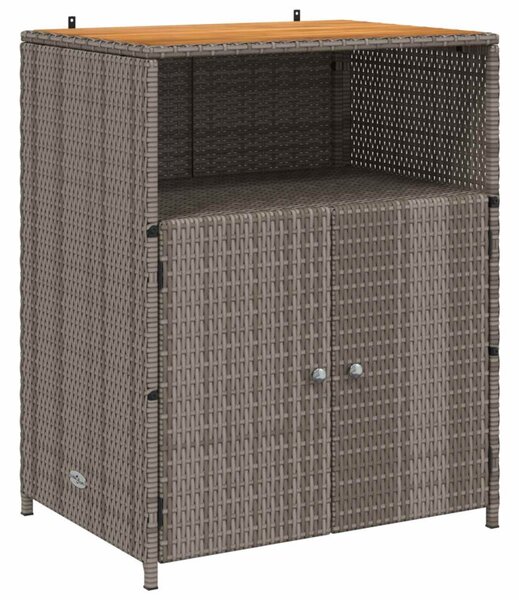 Nowoczesna szafka rattanowa z drewnianym blatem i stalowÄ konstrukcjÄ - szara, 70x50x87 cm
