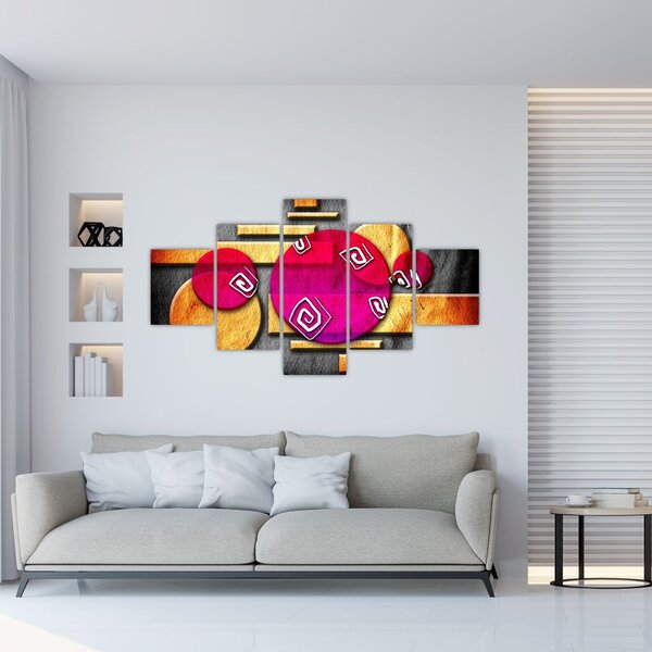 Abstrakcyjny obraz z historycznymi symbolami (125x70 cm)