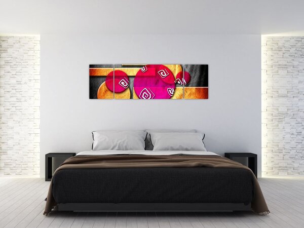 Abstrakcyjny obraz z historycznymi symbolami (170x50 cm)